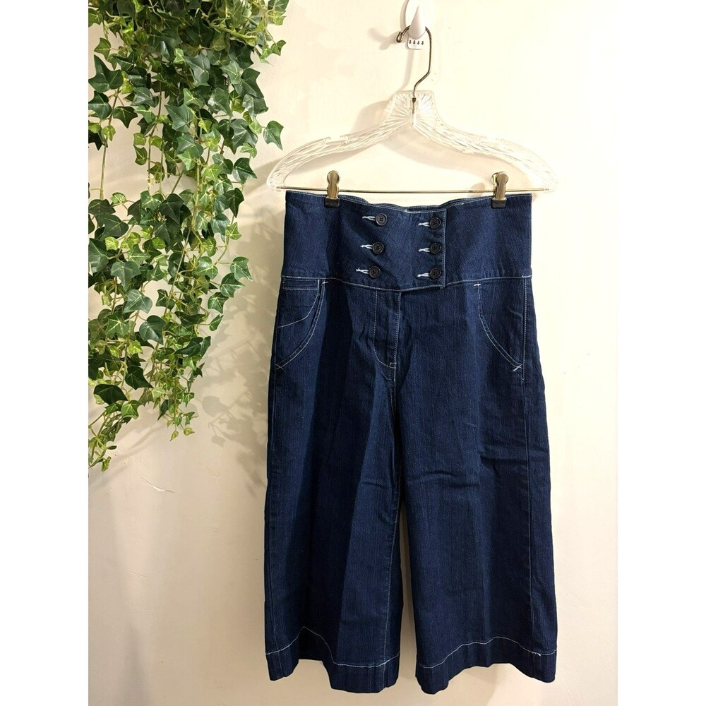 Y2K Younique Culotte Pants Juniors Sz 15 Blue Denim High Rise Cotton Blend